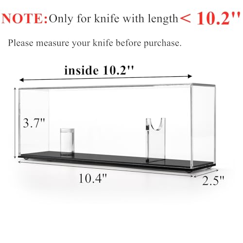Tebery Acrylic Knife Display Case, Clear Military Pocket Knife Storage Box Stand, Knife Collection Showcase Stand with Removable Cover, Knife Case Holder for Home Decor