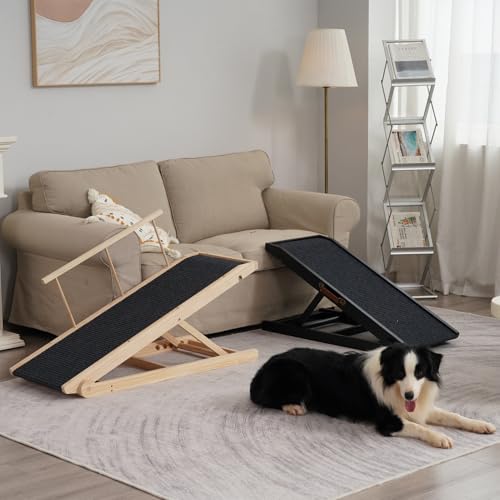 Dog Ramp for Bed, Pet Steps Stairs for Small and Large Dog Portable for Bed, Couch, Car, Height Adjustable, Anti-Slip Traction Mat, Support up to 210 lbs (Black, LENTH-55.1IN) - Image 6