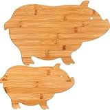 Hsei 2 Pcs Pig Shaped Funny Charcuterie Board Bamboo Wood Cutting Board 15''x 10'' x 0.6'' serving Tray for Cheese Meat Fruit Pizza Gift for Christmas