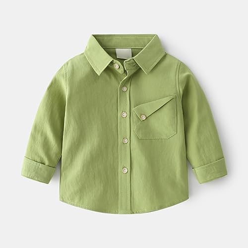 Toddler Boys Long Sleeve Twill Dress Shirts Button Down Polo Shirts Boys School Uniform Overshirt Solid Loose Shacket2