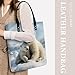 Cute Polar Bear Leather Tote Bag Soft Handbag Vintage Shoulder Purses Fashion Top Handle Bag Large Capacity