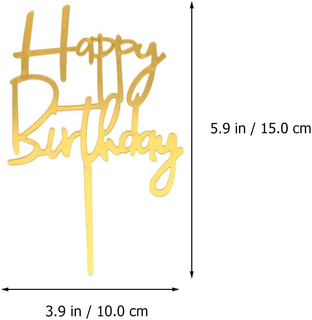 Amosfun 60Pcs Happy Birthday Acrylic Cake Toppers Gold Picks for Cupcake and Cake Decoration Party Supplies