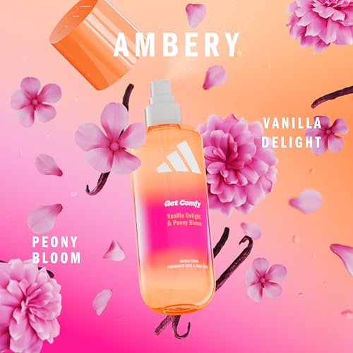 Image of adidas Vibes Get Comfy Fragrance Hair & Body Mist for Women, Mood-Boosting, Notes of Vanilla Delight & Peony Bloom, For Any Occasion, 7.9oz