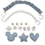 Orghoic Shoe Charms, Cute Shapes Denim Craft Design Shoe Charms with Chains, DIY Jewels Shoe Decoration Accessories for Birthday Party Gift