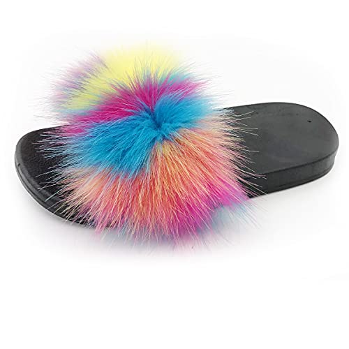 Kids Soft Artificial fur Sandals Slides Comfy Lightweight Furry Cute House Slippers for Girls