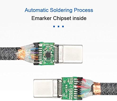 Cablecc 10Gbps USB-C USB 3.1 Type C Gen2 Male to Male Data Video 100W Cable with E-Marker for Tablet & Phone & Laptop (50cm) - Image 5