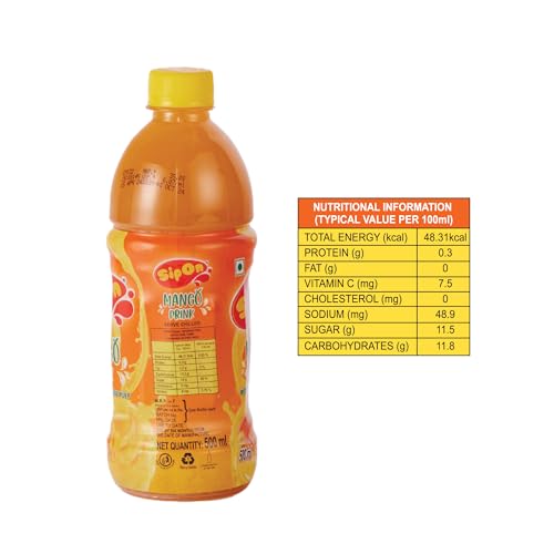 Image of Bindu Sipon Delightful Mango Fruit Flavoured Refreshing Summer Drink - 500ml Pet Bottle (Pack of 72)