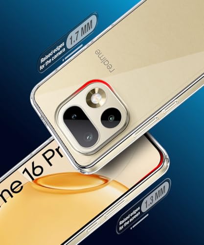 Image of WOW IMAGINE Transparent Back Cover Case for Realme 16 Pro 5G | Raised Bumps for Full Device & Camera Protection Shockproof TPU Silicone Back Case Mobile Cover - Transparent
