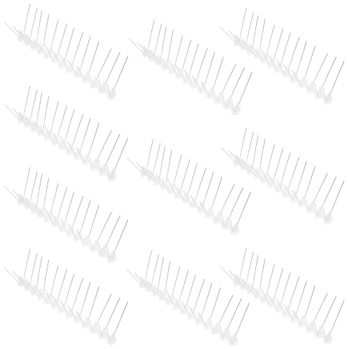AKOOSY Pinchos Disuasorios para Pájaros 10 Piezas con Base de Plástico y Acero Inoxidable 304 para Exteriores, Evita Que Aves se Posen en Muros y Granjas