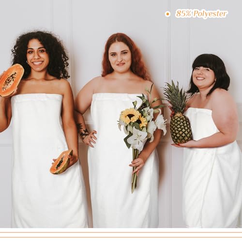 Image of Tigeen 4 Pcs Spa Wrap Towel Wrap for Women Spa Robe with Adjustable Closure Elastic Top Lightweight Wraps for Bath Shower (White,XXL-4xl)
