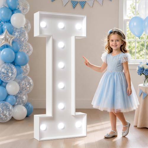 Image of Marquee Letters 4 Feet Tall, Cool Light Up Letters I for Party Decor | 4ft Marquee Light Up Letters for Birthday Graduation Decor, Large Sign for Wedding Baby Shower 21 Pcs Accessory Set