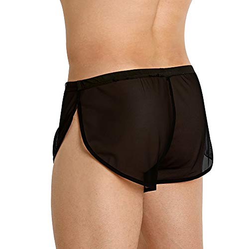 Mens Mesh Shorts See Through with Large Split Sides Active Boxers Underwear2