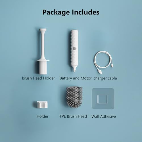 Image of Electric Toilet Brush Rechargeable 360 Spinning Wall-Mounted Toilet Brush, 2 Speed Adjustable, Flexible Silicone Brush Head, Easy for Daily Cleaning, White