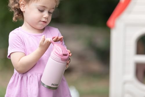 Nuby Gourde Reflex Flip-it | Isotherme en Acier Inoxydable | Anti-fuites | Voyage et Sorties | 300ml | Rose | +18 Mois