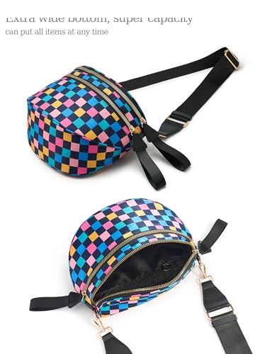 Image of FEIBOON Spacious Checkered Nylon Crossbody Bag Bum Bag Handbags Wallets for Women