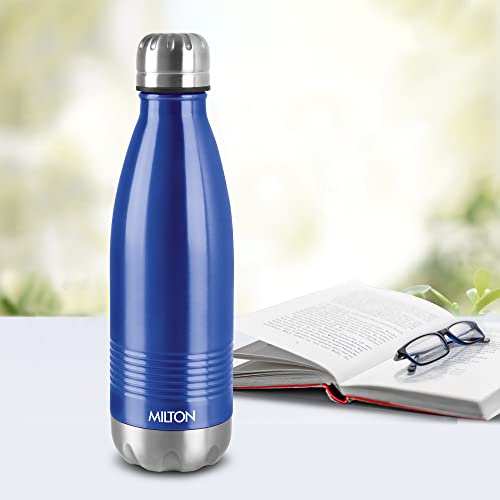 Image of Milton Duo DLX 1000 Thermosteel Water Bottle 1 LTR, 24 Hr Hot and Cold I Leak Proof Lid, ISI Certified I Vacuum Insulated I for Office, Gym, School I Blue