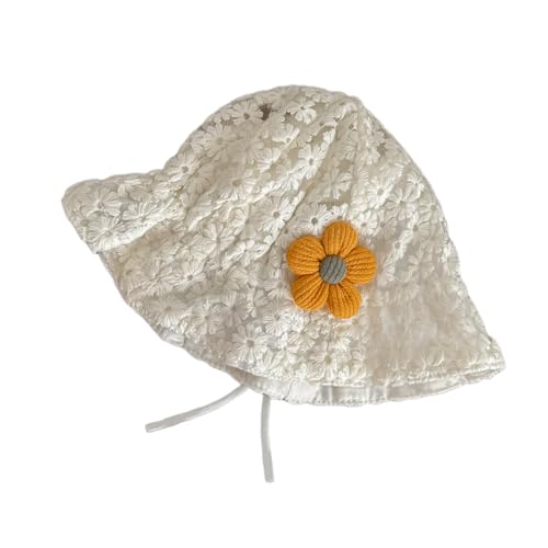 Infants Protective Sun Hat with Floral Accent, Comfortable Baby Flower Fisherman Hat Outdoor Basin Caps for Girls