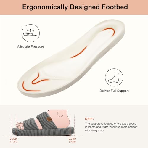 Image of LongBay Slippers for Women Memory Foam Open Toe Slide Indoor House Shoes Slip On Bedroom Comfy Gift