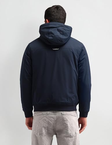 Image of U.S. Polo Assn. Denim Co. Men's Navy Solid Hooded Long Sleeve Casual Polyester Regular Fit Jacket