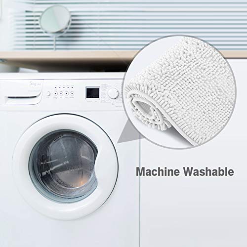 Itsoft Plush Microfiber Long Runner - Non Slip Soft Bathroom Rug, Absorbent Machine Washable Chenille Bath Mat | Quick Dry Carpet, Great For Bath, Shower, Bedroom, Or Door Mat (White, 47X21) #TOP6