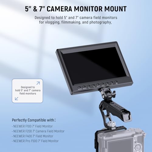 Image of NEEWER Field Monitor Mount Holder with Cold Shoe 360 Swivel 180 Tilt Anti Twist Screw Compatible with Atomos Ninja 5 inch & 7 inch Camera Monitor, SmallRig Camera Cage, MA019