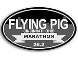 Pack of 4-3 Inch - Oval Flying Pig Marathon Sticker - Vinyl Decal for Cars, Trucks, Windows, Laptops, Notebooks, Tumblers, Lockers, Skateboards, Water Bottles