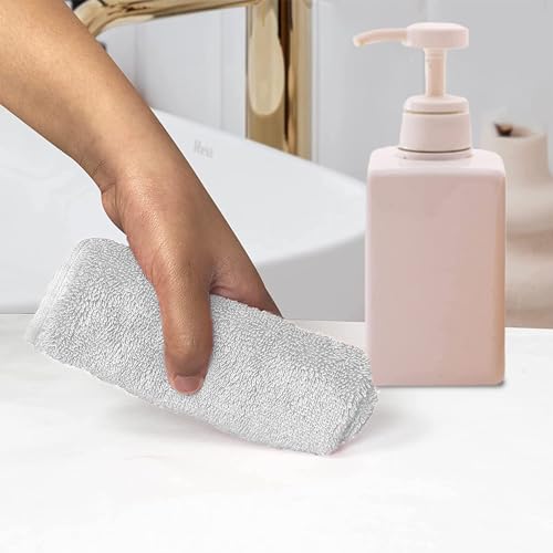 Image of HEELIUM Bamboo Face Towel | Ultra Absorbent & Odour-Free | 3X Softer Than Cotton Towels | 30 x 30 cm - 600 GSM | Pack of 5 - Blue, Grey, Iris, Light Grey, Peach