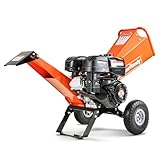 SuperHandy 4-Inch Wood Chipper Shredder Mulcher – 9HP Gas-Powered Heavy Duty Chipping Machine, 10' Wheels, Vertically Adjustable Discharge, Reversible Blades for Yard, Farm & Forestry Cleanup