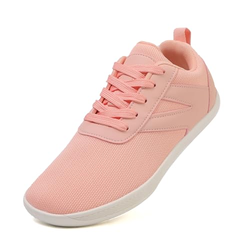 noistigt Men's Women's Wide Minimalist Toe Box Walking Shoes,Zero Drop Sole, Barefoot Sneakers for Men and Women (Pink, Adult, Men, 5, Numeric, US Footwear Size System, Wide)