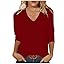 Wine 3/4 Sleeve T Shirts for Women