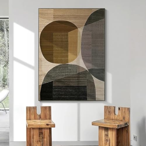 Décoration de salon moderne triptyque abstrait marron 80x120 - 3