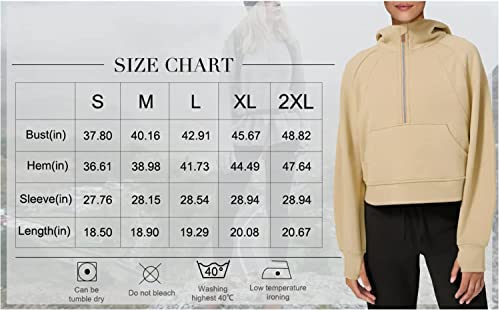 Aopwsrlyi Womens Cropped Half Zip Hoodies Fleece Lined 1/2 Zipper Sweatshirts Long Sleeve Collar Pullovers With Thumb Hole (M, Light Grey) #TOP5