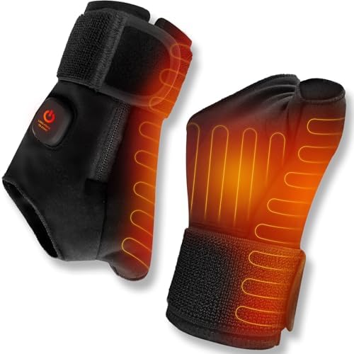 Carpal Tunnel Wrist Brace Support, Cordless Electric Hand Heating Pad Heated Wrap for De Quervain’s tendonitis, Rheumatoid Arthritis, Joint Pain Relief Auto Shut Off, Fit for Men and Women Single