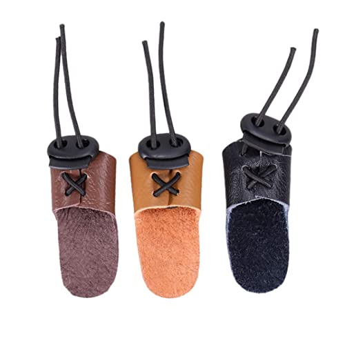 Muzrunq Archery Glove Archery Finger Guards Gloves Protector Archery Adjustable Reusable Leather Thumb Rings Finger Guard for Outdoor Activities Daily Practice 3PCS.