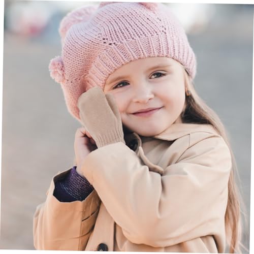 Knitted Toddler Winter Gloves for Boys and Girls Soft Warm Mittens in Light Brown for Cold Weather Protection Stretchy Fit4