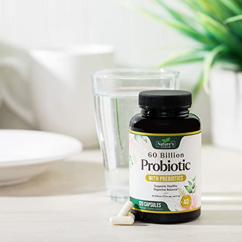 Probiotics 60 Billion Cfu With Prebiotics - Supports Digestive Health, Daily Men & Women's Probiotic Supplement, Natural Immune Support, Shelf Stable, Gluten Free, No Soy Or Dairy - 120 Capsules #TOP7