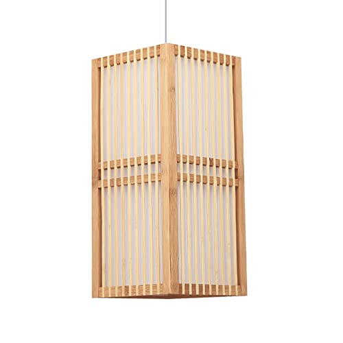 Lustre industriel en matériau naturel carré pour un éclairage intérieur chaleureux et doux