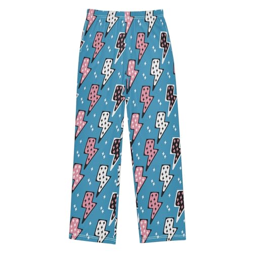Boys' Pants Pink White Lightning Bolts Blue Long Bottoms Jogger Pants Elastic Waist Trousers with Pockets S-XL