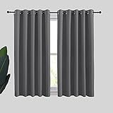 NICETOWN Grey Blackout Curtain Panels for Bedroom, Thermal Insulated Grommet Top Blackout Draperies and Drapes for Basement (2 Panels, W70 x L54-inch, Grey)