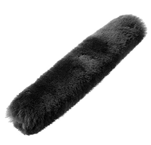 Merauno Lammfell Nasenriemenschoner Genickschoner mit Klettband Pferde Nasenschoner für Halfter Trensenzaum Kopfstück Zaumzeug aus echtem Schaffell Natur Schwarz Braun, (28 or 32cm) (32cm, Schwarz)
