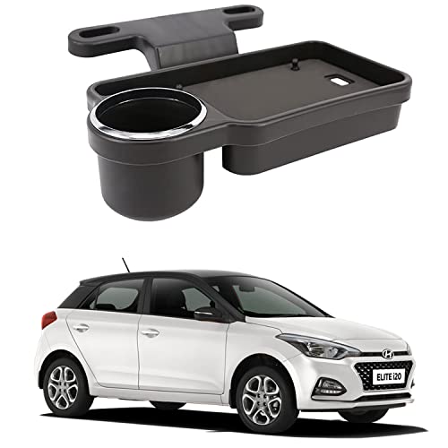 Image of Oshotto (FT-04) Foldable Car Auto Headrest Rear Back Seat Table Drink Food Cup Tray Holder Compatible with Hyundai i20 Elite /Active 2014-2026 - Black
