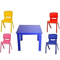 Premium Childrens Kids Plastic Study Table and Chair Set for Nursery, Garden Outdoor Childrens Furniture
