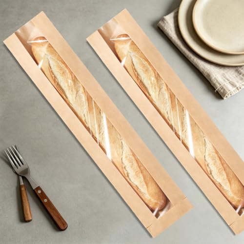 Yoodelife Baguette Bags for Homemade Bread with Stickers, Reusable Kraft Paper French Bread Loaf Packing Bags, Long Sourdough Paper Bag with Clear Front Window Bakery Storage Bag, Pack of 20 - Image 7