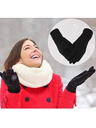 Image of Patelai 3 Pairs Womens Gloves Winter Touchscreen Texting Phone Windproof Gloves Warm Fleece Lined Cold Weather