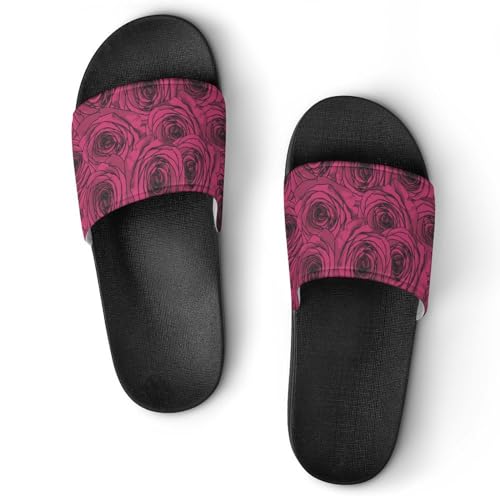 Pantoufles de bain roses pour femme, les claquettes douillettes de maison