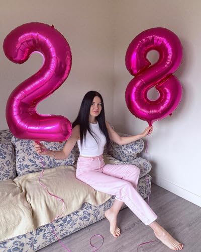 Image of Hot Pink Number 8 Balloon 40 Inch, 8th Birthday Party Decorations, Giant 8 Foil Balloon for Party Supplies