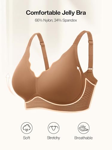 Image of Wireless Jelly Bras for Women No Underwire with Support - S-2XL Seamless Bralettes Everyday Comfort Tshirt Padded Bra
