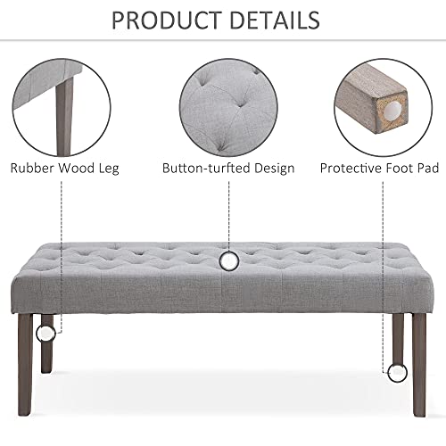 Homcom Simple Tufted Upholstered Ottoman Accent Bench With Soft Comfortable Cushion & Fashionable Modern Design, Grey #TOP3