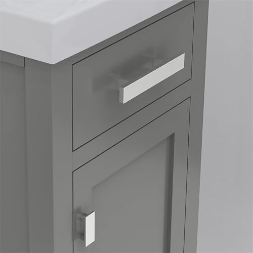 Water Creation Mia 18\" W Solid Hardwood Bathroom Vanity with Single Integrated Pre-Installed Ceramics Sink in Cashmere Gray & Chrome Finish