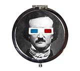 Edgar Allan Poe Compact Mirror 3D Glasses Pop Surrealism Goth Author the Raven Literature Make Up Pocket Mirror for Cosmetics